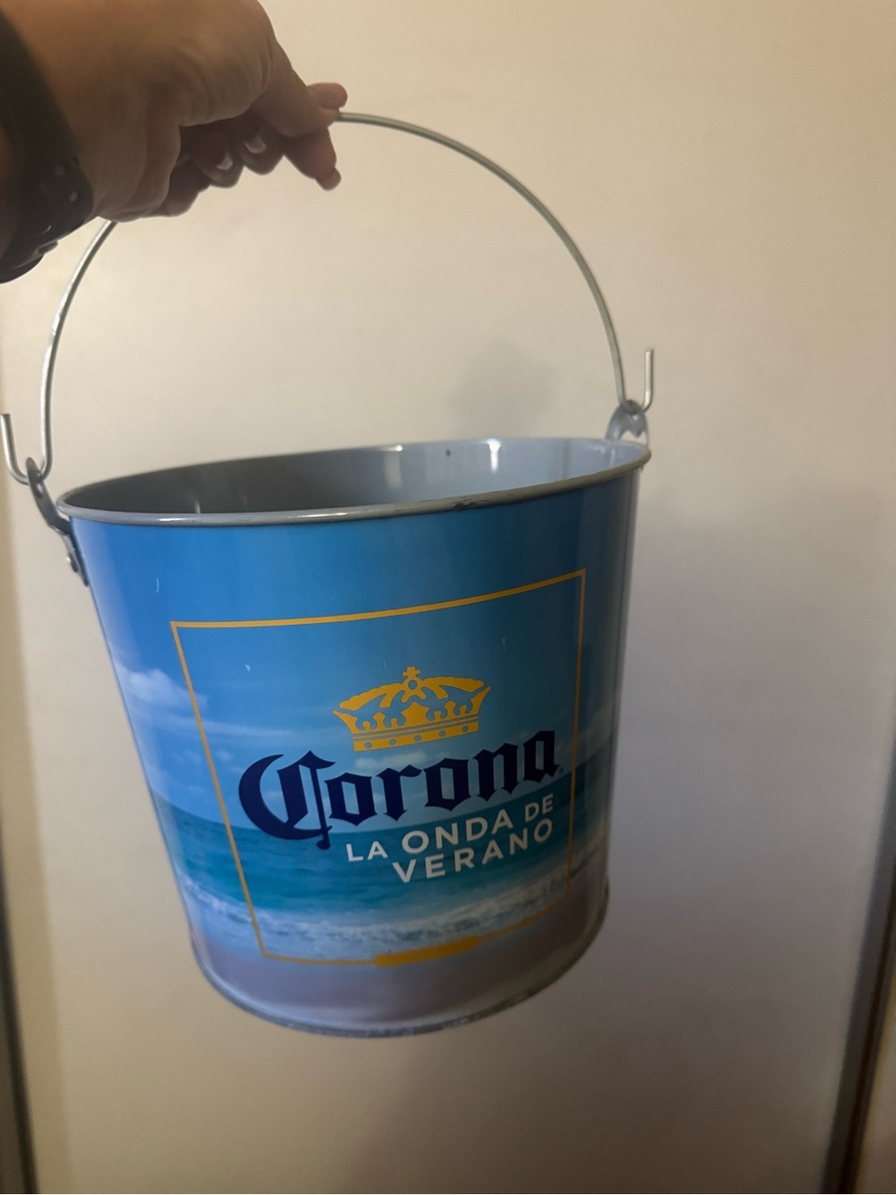 Corona Blue Beach Bucket with Yellow Crown Logo